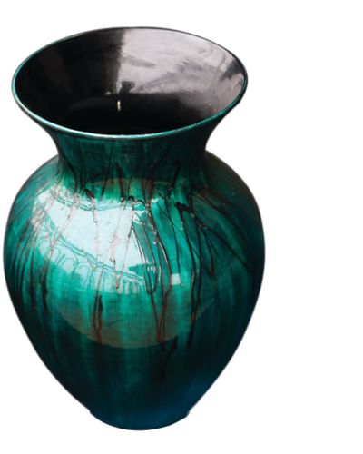 IA Crafts Large-Sized Duck-Neck Green And Black Vietnamese Lacquer Vase