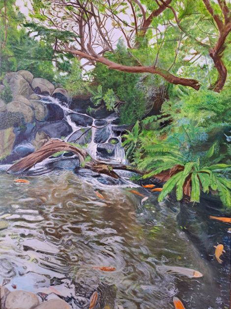 waterfall painting