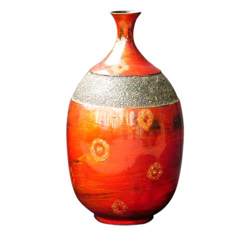 IA Crafts Small-Sized Vietnamese Lacquer Pottery vase with Inlaid eggshells