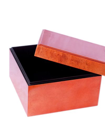 IA Crafts Small-Sized Square Orange Vietnamese Lacquer Box