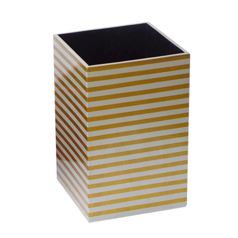 IA Crafts Soil Yellow and Silver Stripe Vietnamese Lacquer Vase