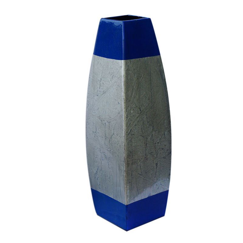 Ia crafts blue and silvery vietnamese lacquer vase 