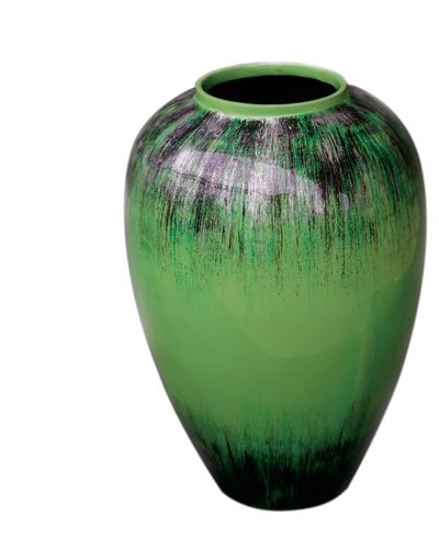 IA Crafts Green and Black Vietnamese Lacquer Painting Vase