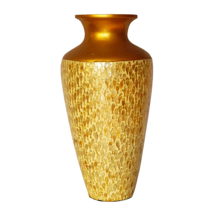 IA Crafts Mother of Pearl Vietnamese Lacquer Natural Bamboo Vase With Fish Design