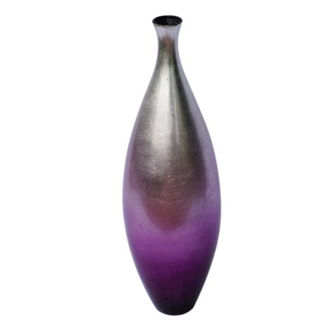 IA Crafts Purple and Silvery Vietnamese Lacquer Painting Pottery Vase