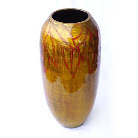 Ia crafts medium-sized polished brown pottery vietnamese lacquer vase