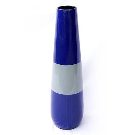 IA Crafts Tall Cylinder Two-Color Vietnamese Lacquer Pottery Vase