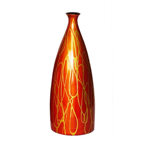 IA Crafts Yellow- Texture Vietnam Lacquer Vase with Round Mouth