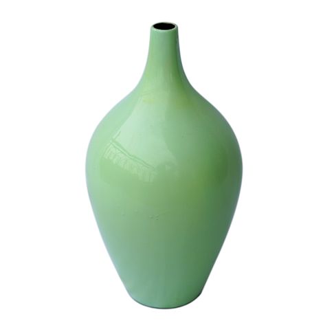 IA Crafts Plain Emerald green Vietnamese Lacquer Pottery Vase with thin neck