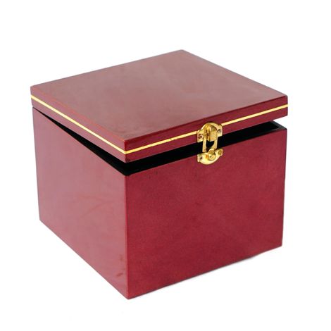 IASM228 hộp sơn mài hình vuông có khóa màu (SL đặt hàng tối thiểu >10 chiếc) đỏ