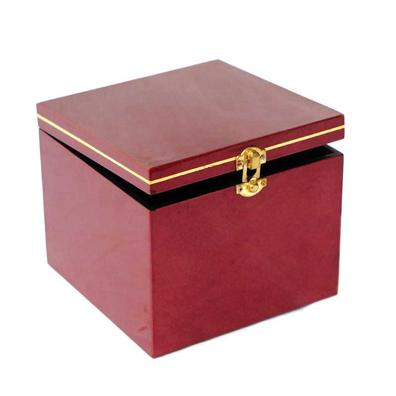 IA Crafts Square Red Vietnamese Lacquer Painting Box With Lock