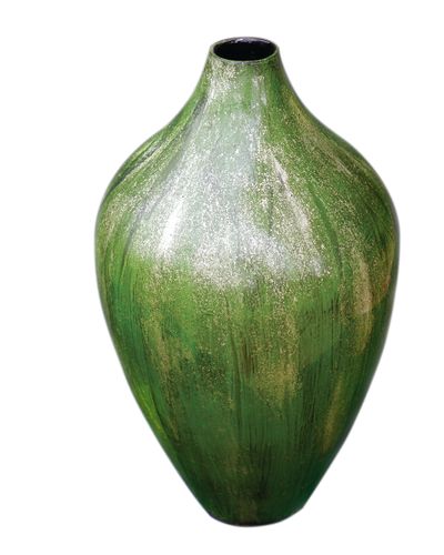 IA Crafts Silvery And Mossy Green Vietnamese Lacquer Vase