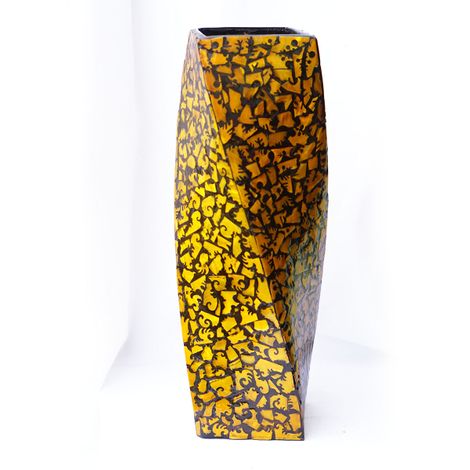 IA Crafts Large Twisted-shaped Vietnames Lacquer Pottey Vase