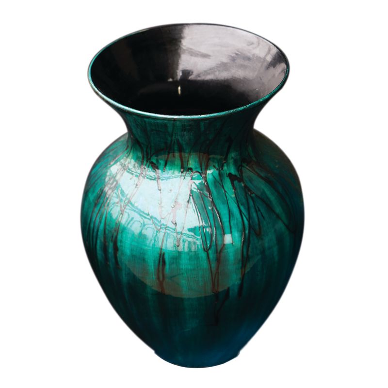 IA Crafts Medium-Sized Duck-Neck Green And Black Vietnamese Lacquer Vase