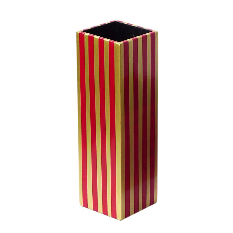 IA Crafts Yellow Red Stripe Vietnamese Lacquer Vase