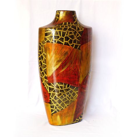 IA Crafts Multicolor Vietnamese Lacquer Vase with Mosaic Design