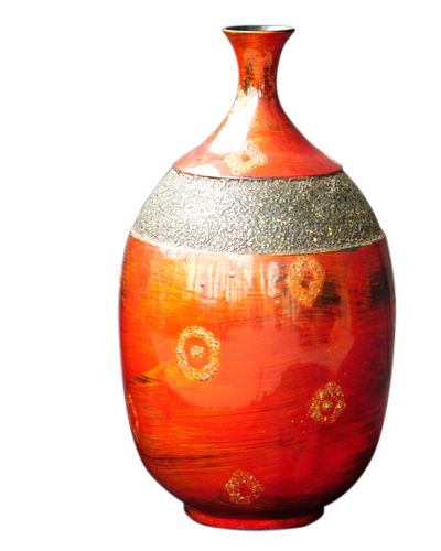 IA Crafts Small-Sized Vietnamese Lacquer Pottery vase with Inlaid eggshells