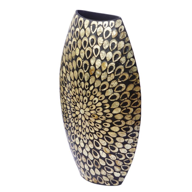 IA Crafts Vietnamese Lacquer Vase With Mother of Pearl On Fire Inlaid 
