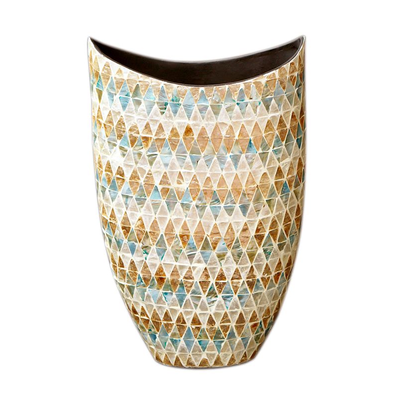 IA Crafts Large-Sized Vietnamese lacquer painting Vase with Diamond-Shaped Design 