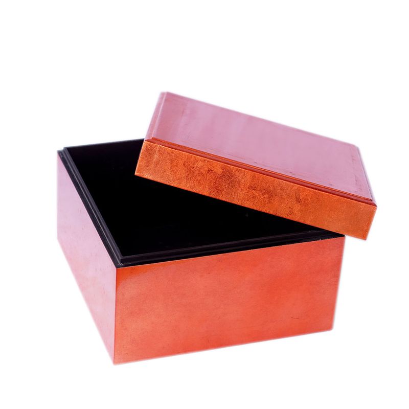IA Crafts Small-Sized Square Orange Vietnamese Lacquer Box
