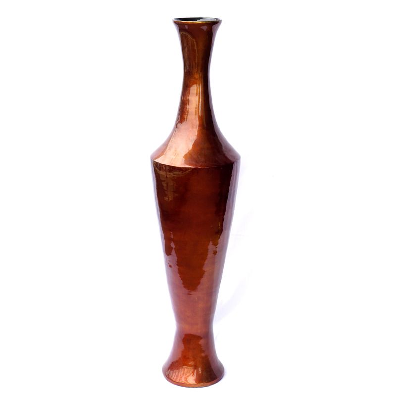 IA Crafts Tall And Thin Smooth and Polished Red-Bronzed Vietnamese Lacquer Natural Bamboo Vase 