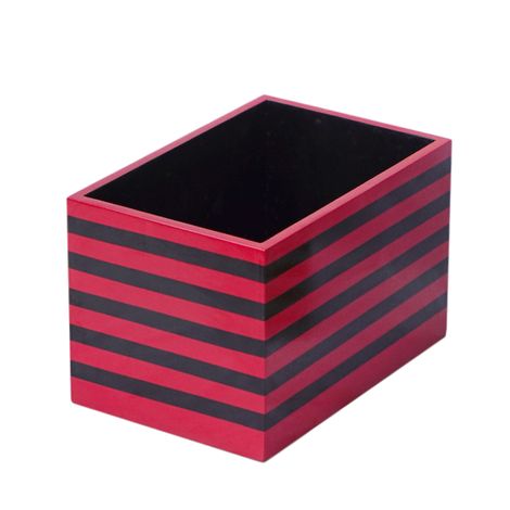IA Crafts Pinkish Red and Navy Stripe Vietnamese Lacquer Box